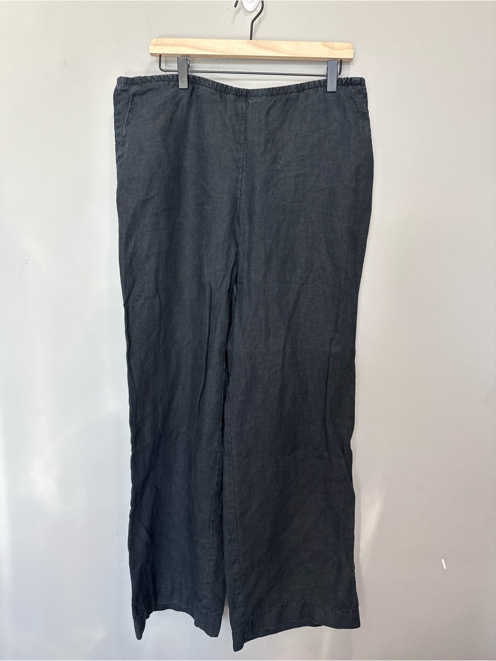 J. Jill Love Linen Gray Wide Leg Pull On Linen Pants Medium
